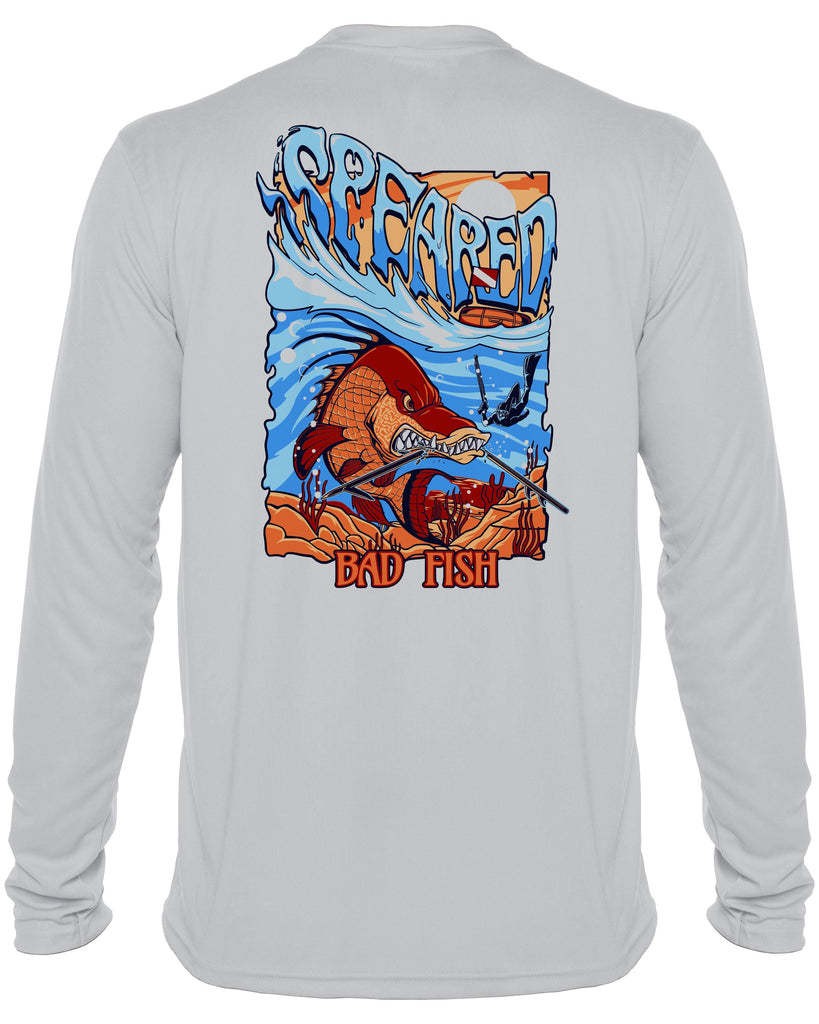 Bad Fish - Hogfish: UV UPF 50+ Sun Protection Rashguard Shirt: Gray - Back