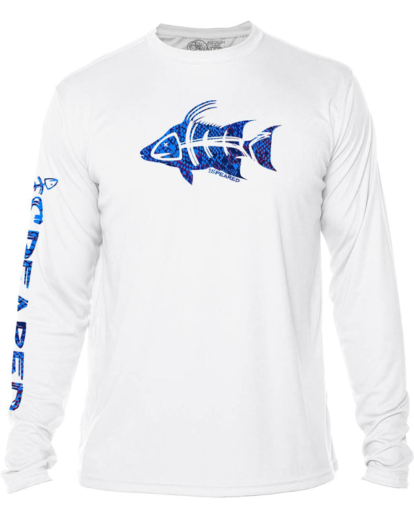 Hogfish Spearfishing: UV UPF 50+ Protection Shirt: White - Front