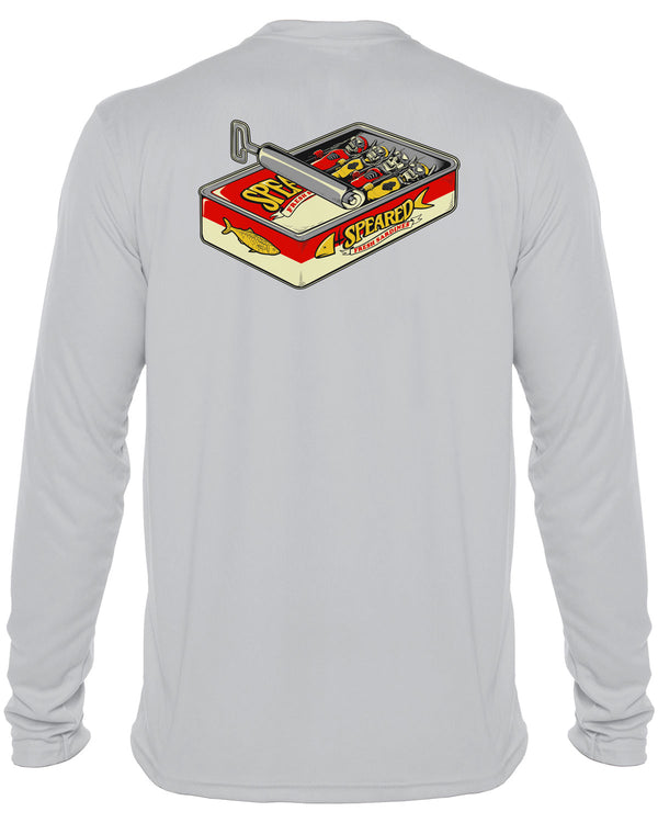 Sardine Spearos: UV UPF 50+ Sun Protection Rashguard Shirt: Gray - Back