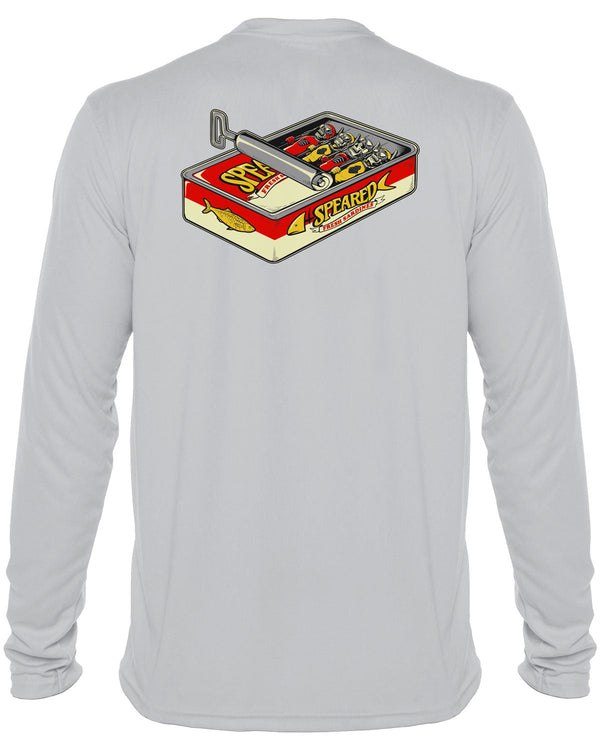 Sardine Spearos: UV UPF 50+ Sun Protection Rashguard Shirt: Gray - Back