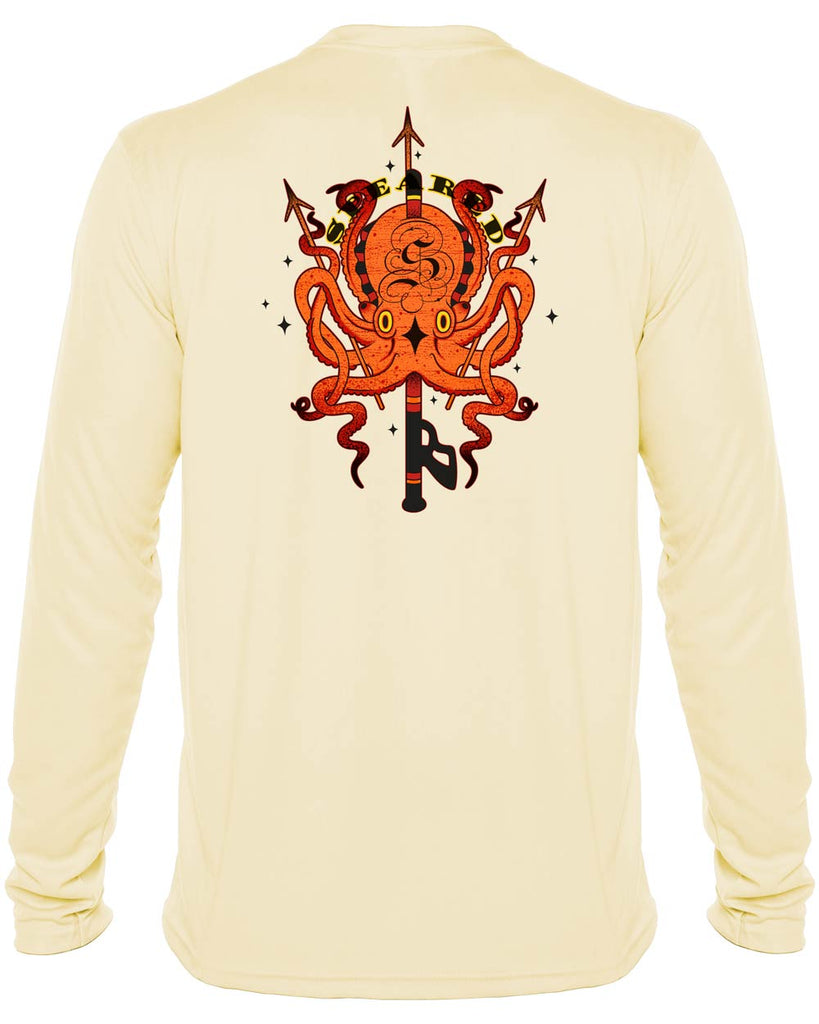 Tako Octopus Spearfishing: UV UPF 50+ Protection Shirt: Yellow - Back